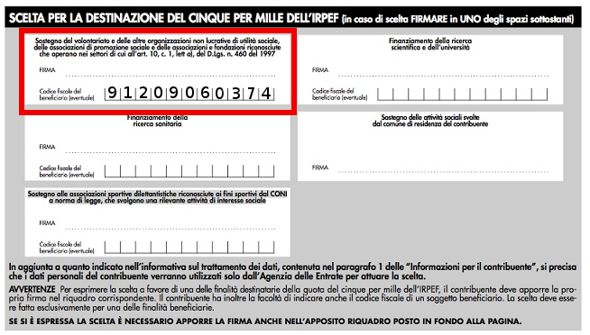 Compilazione del 5x1000 nel 730